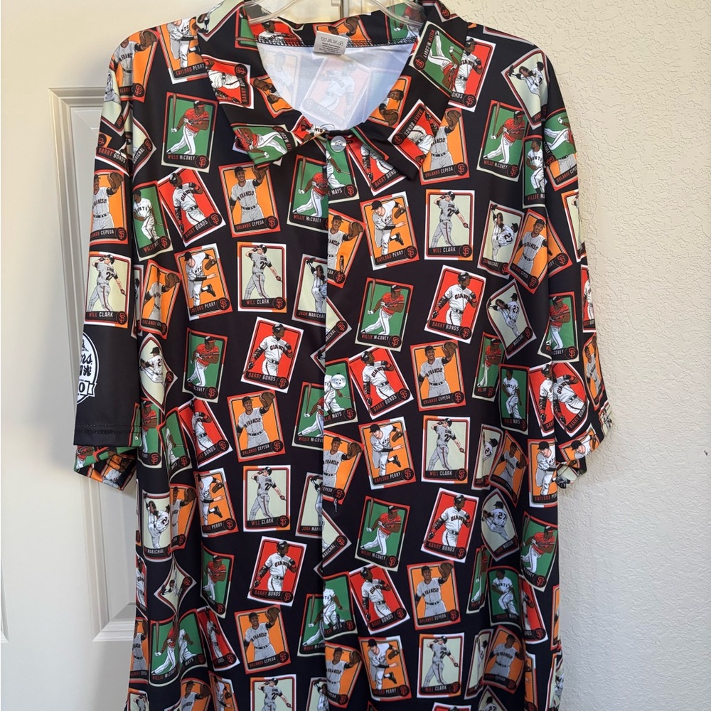 Men's Short-Sleeve SF Giants Baseball Card Print Shirt - Black/Multicolor